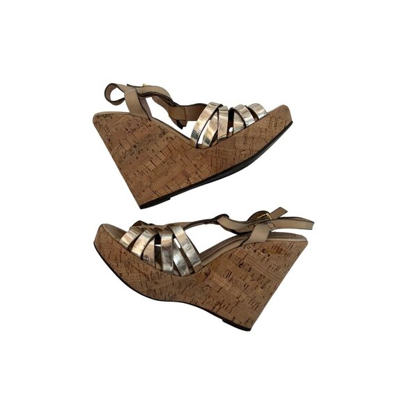 Gastone Lucioli T-Strap Wedge Sandals Italy - Picture 1 of 5
